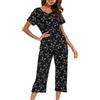 ENJOYNIGHT Pigiami da notte da donna con pantaloni Capri Set pigiama | Tuta estiva in due pezzi, materiale morbido e leggero, scollo a V alla moda, vestibilità ampia