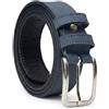 No Limits Cintura Uomo In Vera Pelle Effetto Nabuck Made In Italy Elegante Accorciabile Con Scatola, Alta 3,5 cm Blu Royal
