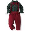 Yoolhamy Bambino Completini Natale Ragazzi Xmas Gentiluomo 3PCS Bow Tie Camicia e Bretelle Pantaloni Gentleman Set