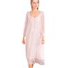 Flwydran Flaydigo Maniche Lunghe da Donna in Cotone Vittoriano, Pizzo, Raso, Rosa, Camicia da Notte Bianca, Pigiama, Pigiameria, Indumenti da Notte