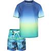 Aisyee Costume da Bagno per Ragazzi a Due Pezzi con Pantaloncini da Mare a Maniche Corte, Set Costume da Bagno per Ragazzi Età 5-16 Anni, 15-16 Anni