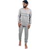 Baci e Abbracci Pigiama Uomo Invernale Lungo in 100% Caldo Cotone Interlock Completo Notte 2 Pezzi con Polsini Elastici per Casa e Relax