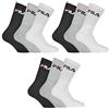 Fila 9 Coppia Calzini, Spugna Calzini da tennis con logo colorato, Unisex (3x pacco da 3) - CLASSIC MIX (nero ;Bianco ; Grigio), 43-46 (9-11 UK)