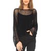 SHU-SHI, donne - Camicetta velata Top in maglia leggera con coprispalle poncho nero