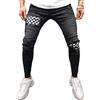 Osheoiso Jeans Uomo Pantaloni Slim Fit Strappato Stretch Jeans Skinny Ripped Casual Dritti Jeans Denim Zip Pantaloni Hip Hop Nero Cargo Pantaloni Moda Chino Pantaloni