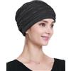 Alnorm Turbante plissettato elegante avvolge regali chemio copricapo per le donne, nero, Taglia unica