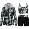 Hanna Nikole Costume da bagno da donna, taglie forti, da spiaggia, a maniche lunghe, tankini, Fiore bianco e nero, 48 Große Größen