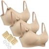 HOFISH Reggiseni per l'allattamento senza cuciture da 3 pezzi per seno pieno, confezione da S-XXL con prolunghe e clip extra, M