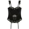 YAMAMAY - Guepiere Donna Nero Linea Malice con Ricamo Floreale in Pizzo Allover e Microfibra
