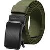 LionVII Cintura elastica a cricchetto con fibbia automatica, cintura da lavoro per uomo per girovita 75-125cm (28-49), Verde