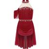 dPois Abito da Ballo Latino Americano Bambina Vestito da Balletto Borgogna 9-10 Anni