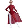 Freebily Vestito da Balletto Bambina Danza Lirica Contemporanea Abito da Ballo Latino Tango Maniche Lunghe Body Ginnastica Ritmica Vestiti Danza Samba Rumba Salsa Valzer Borgogna 13-14 Anni