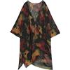 Getitsoon Kimono Cardigan Lungo Chiffon Floreale Costume Da Bagno Coprire Boemia Beachwear Bikini Scialle Top, Nero con vena foglia rossa, Taglia unica más