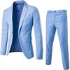 Fulidngzg Abito Uomo Elegante Completo 2 Pezzi Primavera Autunno con Blazer e Pantaloni Vestito Slim Fit Casual Taglie Forti Comode per Matrimonio Cerimonia Business,Blu,S