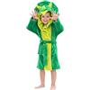 LOLANTA Accappatoio per bambini in pile con cappuccio, vestaglia morbida dinosauro, verde, S (2-3 anni)