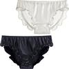 Boyawjian Mutandine sexy da donna in seta di gelso bikini increspato raso slip morbido alto elasticizzato lingerie 2 pack, B, XL