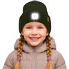 ATNKE Bambini LED Cappello con Luce, USB Ricaricabile 4 LED Corsa Torcia Mani Libere Testa Lampada Invernale Calda Pile Foderato Berretto Lavorato Maglia Regali per Ragazzi e Ragazze/Dark Arm Green