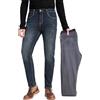 ziilay Jeans da uomo foderati Destroyed - jeans termici con pile caldo e elegante strappati con toppe in denim comodo tapered slim fit streetwear, 40W x 32L
