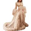 MAYILNSIN Abito da donna in tulle, kimono, vestaglia, abito da prospettiva, fotografia per baby shower, Nude, M