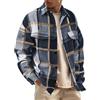 WINKEEY Camicia Flanella Uomo Camicia a Quadri a Maniche Lunghe Eleganti Camicie Button Down Autunno Inverno,Blu Navy S