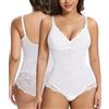 SHAPERIN Donna Body Contenitivo Modellante Pizzo Body Shaper Snellente Intimo Modellante Senza Schienale Shapewear Bodysuit Bianco X-Large