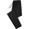 Jamron Uomo Estivi Leggeri Elasticizzati Pantaloni Sportivi Pantaloni da Jogging con Tasche Zip Pantaloni Lunghi Casual Fondo Aperto Nero & Blu 4XL