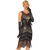 Vhersily Vestito Charleston Donna Elegante con Paillettes e Frange Abiti da Cerimoni Anni 20 Vestiti da Ballo Latino Americano Curvy Stile Trendy e Festivo Vibrante per del Ventre Cocktail Cerimonia