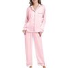 SHCNSJC Pigiama Seta Donna Lungo Due Pezzi Manica Lunga con Bottoni, Raso Invernale Set S-XXL