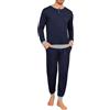 Leversic Pigiama Uomo Invernale Cotone Pigiami Due Pezzi con Scollo Rotondo, Maniche Lunghe, Top e Pantaloni con Tasches Morbido e Confortevole S-4XL