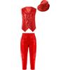 dPois Abito da Ballo Latino Americano Bambino Ragazzo Completo da Ginnastica Danza Moderna Jazz Hip Hop Gilet Panciotto Senza Maniche + Pantaloni + Cappello con Paillettes