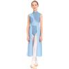 Kaerm Ragazze Vestito da Balletto Ballo Lirico Contemporaneo Senza Maniche Maxi Abito da Pattinaggio Artistico Body Danza Classica Ballerina Costume da Ballo Latino Tango
