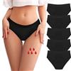 Yintry Mutandine mestruali da Donna con 4 Strati di Protezione a Prova di perdite - Intimo mestruale a Vita Media a Flusso Pesante Slip in Cotone da 5 Pezzi