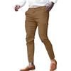 Oanviso Pantaloni Uomo Chino Slim Fit Elasticizzati Estivi Leggeri Eleganti Casual Classici Pantalone Skinny Pantaloni da Ufficio Caviglia Stretta con Tasche Marrone L