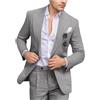 Fesenbo Completo da Uomo in Lino Slim Fit 2 Pezzi Estivo da Spiaggia per Matrimonio con Bavero a Punta Blazer Casual e Pantaloni Set per Smoking da Ballo, Grigio Chiaro, XL