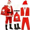 Generico Costume di Babbo Natale 7 in 1, Costume Babbo Natale Uomo con Cappello, Barba, Maglia, Cintura, Pantaloni, Stivali e Sacco per Feste di Carnevale e Feste a Tema Set Costumi di Natales