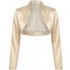 Bolerose Formale Raso a Maniche Lunghe Bolero (Oro Champagne, XL)