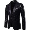 XIXIMAON Giacca da Abito Blazer Uomo di Paillettes Giacca Brillantini alla Moda per Cerimonia Partito Cosplay Fiesta Giacche da Smoking Eleganti Slim Fit (Nero, S)