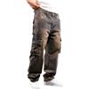 Generic Jeans da Lavoro Strappati retrò da Uomo, Pantaloni Larghi e Dritti, Pantaloni Hip Hop alla Moda