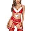 RSLOVE Set di Lingerie Natalizia per Donna Sexy Babydoll di Natale Completi Intimi in Pizzo 3 Pezzi Rosso X-Large
