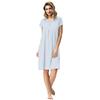 e.Femme® Camicia da Notte Donna Lena II 859 in Cotone e Lenzing® Modal, Azzurro, 44