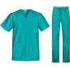 B-well Cesare, set unisex con casacca e pantaloni con cordoncino, per medici, con giacca e pantaloni, uniforme, divisa operatoria, abbigliamento medico, foglia di tè, L
