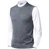 KTWOLEN Gilet da Uomo Inverno V-Collo Senza Maniche Gilet con Scollo V Panciotto Maglione Cardigan Canotte Pullunder Smanicato Pullover (Grigio_Girocollo, M)