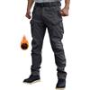 WINKEEY Pantaloni da Lavoro Uomo, Pantaloni Tuta, Pantaloni Invernal Uomo, Pantaloni con 8 Tasche, Pantaloni Tinta Unita e mimetici,Fleece Nero 3XL