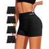 MIOTAN Pantaloncini da Ragazzo Intimo da Donna Mutandine a Vita Alta Boxer in Cotone Confezione da 4, Nero, S