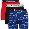 Champion Every Day Comfort Stretch Cotton Moisture-Wicking Underwear - Boxer da Uomo, Confezione da 3 Pezzi, Colore: Blu/Bianco, Blu e Bianco con Logo/Nero/Rosso, 3 Pezzi, L