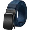 LionVII Cintura elastica a cricchetto con fibbia automatica, cintura da lavoro per uomo per girovita 75-125cm (28-49), Blu mare - twill