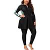 kewing 2 Pezzi Donne Musulmane Copertura Completa più Dimensioni Costumi da Bagno Modesto Arabo Burkini Set Beachwear Costume da Bagno
