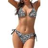 SHEKINI Donna Costume da Bagno Bikini Set Triangolo Regolabile Halter Ties-up Bikini Top Vita Bassa Cutout Sexy Bikini Fondo Beachwear（L，Zebra Nera HBM）