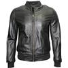 Infinity Uomo Sportivo Nero Nappa Bomber Giacca in Pelle L