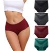 Dumwis Slip Donna Vita Alta in Microfibra, Mutande Invisibili, Morbide Intimo Sexy Elasticizzate Comode Briefs, Pacco da 4 (S-3XL)